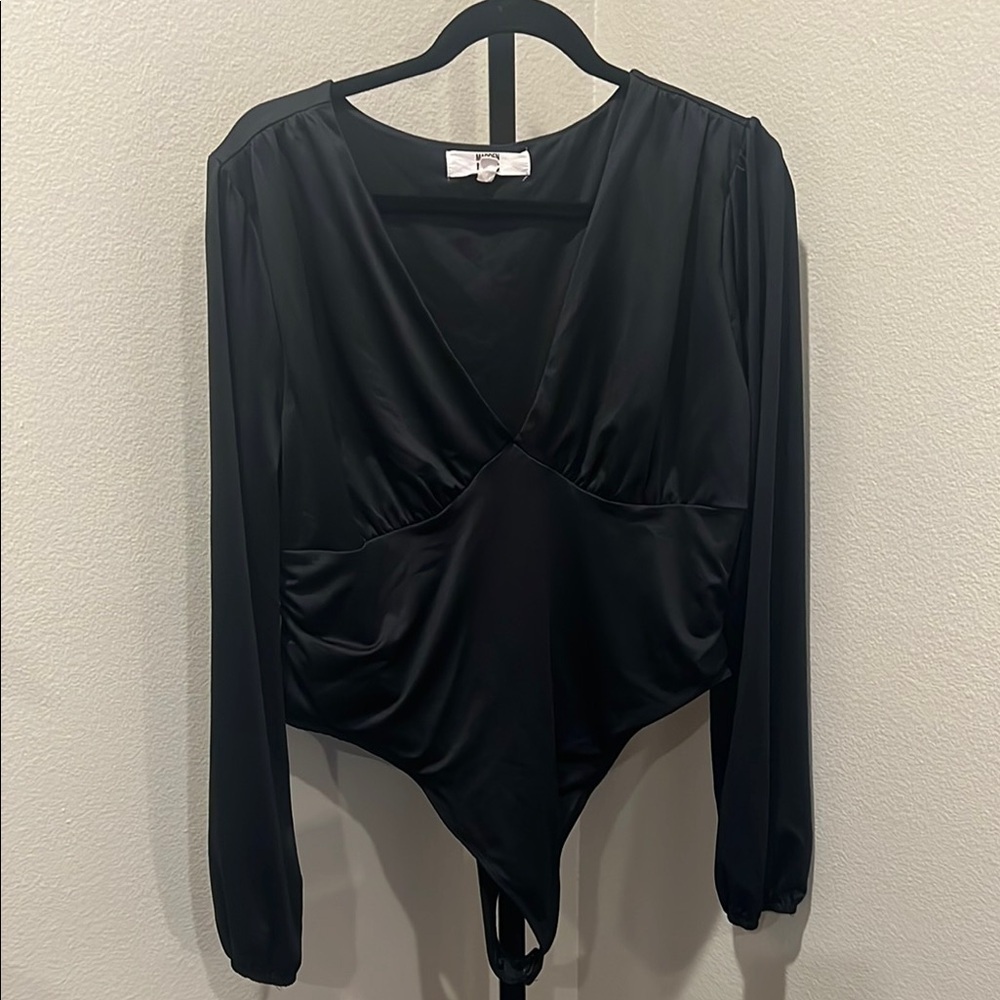 Madden Girl Black Ruched Fitted Bodysuit